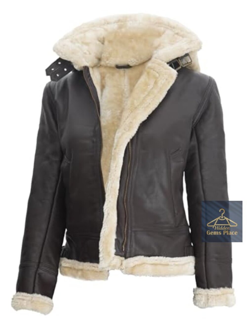 Genuine Leather Shearling Jacket Women Aviator Coat